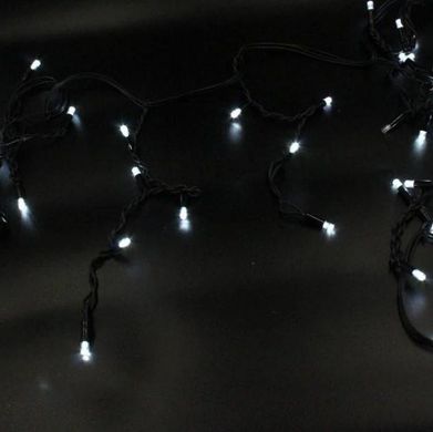 Гірлянда-бахрома вулична Xmas Бурульки W-2, 120 LED-ламп, чорна, біле світло