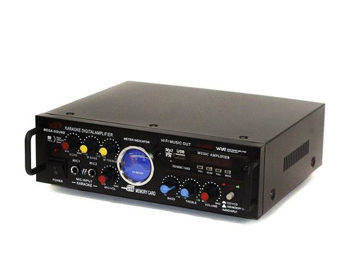 Усилитель звука с караоке Mega Sound AV-339B 2*120 Вт USB MP3 FM, черный