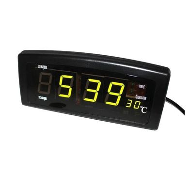 Електронний годинник настільні Caixing CX-818 із зеленим підсвічуванням і термометром, чорні