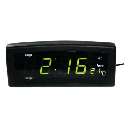Електронний годинник настільні Caixing CX-818 із зеленим підсвічуванням і термометром, чорні