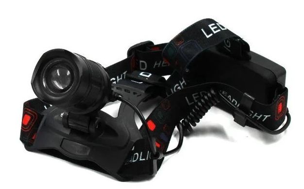 Налобний акумуляторний світлодіодний ліхтар для риболовлі, полювання, туризму, спорту MHZ BL-T32-P50 6989, чорний