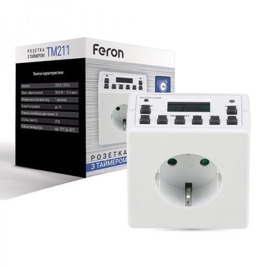 Розетка с таймером Feron TM211 электронным недельным