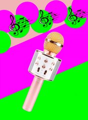 Беспроводной микрофон караоке Q7 розовое золото