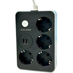 Подовжувач з USB Power Socket 8203 2USB на 4 розетки 2 м Black