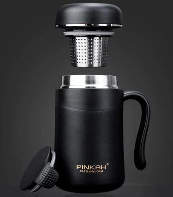 Термос, термокружка Pinkah PJ-3534, 380 мл, с ручкой, черная