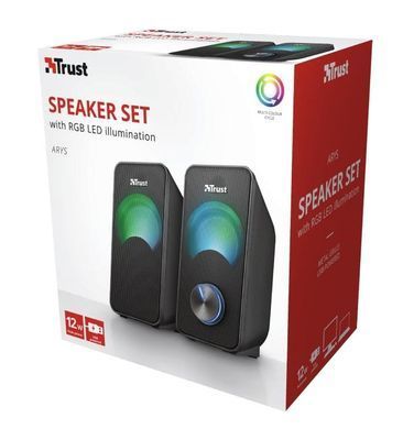Колонки для ПК Trust Arys 2.0, 14Вт, USB/AUX, RGB, черные
