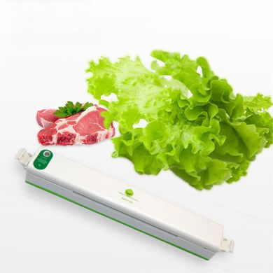 Вакууматор (вакуумний пакувальник) для продуктів Stenson TL00160, 34х5,5х4,5 см, білий з зеленим