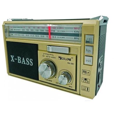 ФМ радіоприймач ФМ Golon RX-381 MP3 USB з ліхтариком Gold